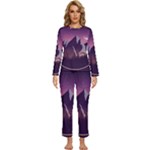 Mountain Night Crescent Moon Womens  Long Sleeve Lightweight Pajamas Set