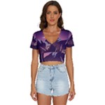 Mountain Night Crescent Moon V-Neck Crop Top