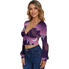 Long Sleeve Deep-V Velour Top 