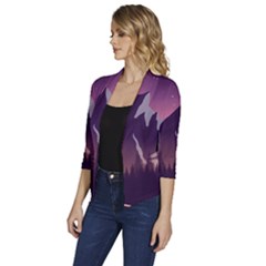 Women s Draped Front 3/4 Sleeve Shawl Collar Jacket 