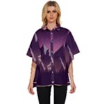 Mountain Night Crescent Moon Women s Batwing Button Up Shirt