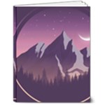 Mountain Night Crescent Moon 7  x 9  Hardcover Notebook