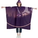 Mountain Night Crescent Moon Women s Hooded Rain Ponchos