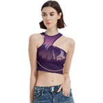 Mountain Night Crescent Moon Cut Out Top