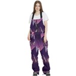 Mountain Night Crescent Moon Women s Front Zip Ski And Snowboard Bib Pants