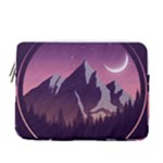 Mountain Night Crescent Moon 13  Vertical Laptop Sleeve Case With Pocket