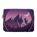 Mountain Night Crescent Moon 14  Vertical Laptop Sleeve Case With Pocket