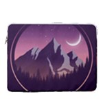 Mountain Night Crescent Moon 15  Vertical Laptop Sleeve Case With Pocket