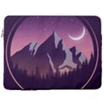 Mountain Night Crescent Moon 17  Vertical Laptop Sleeve Case With Pocket