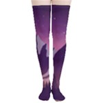 Mountain Night Crescent Moon Thigh High Stockings