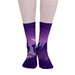 Mountain Night Crescent Moon Smooth Crew Length Tube Socks