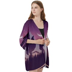 Open Front 3/4 Sleeve Batwing Chiffon Cardigan Kimono 