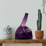 Mountain Night Crescent Moon Japanese Wrist Knot Bag