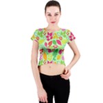 Flower Flora Floral Nature Pattern Seamless Crew Neck Crop Top