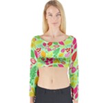 Flower Flora Floral Nature Pattern Seamless Long Sleeve Crop Top