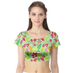 Flower Flora Floral Nature Pattern Seamless Short Sleeve Crop Top