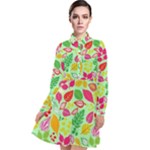 Flower Flora Floral Nature Pattern Seamless Long Sleeve Chiffon Shirt Dress