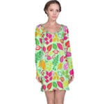 Flower Flora Floral Nature Pattern Seamless Long Sleeve Nightdress