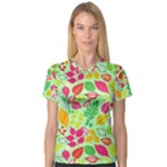 Flower Flora Floral Nature Pattern Seamless V-Neck Sport Mesh T-Shirt