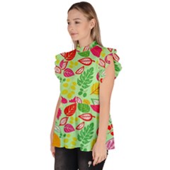 Ruffle Collar Short Sleeve Chiffon Top 