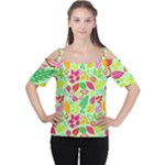 Flower Flora Floral Nature Pattern Seamless Cutout Shoulder T-Shirt