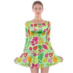 Flower Flora Floral Nature Pattern Seamless Long Sleeve Skater Dress