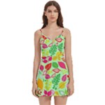 Flower Flora Floral Nature Pattern Seamless Body Wrap Sleeveless V-Neck Mini Dress