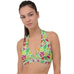 Flower Flora Floral Nature Pattern Seamless Halter Plunge Bikini Top