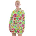 Flower Flora Floral Nature Pattern Seamless Women s Long Sleeve Casual Dress