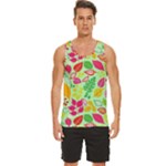 Flower Flora Floral Nature Pattern Seamless Men s Wide Collar Tank Top