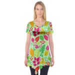 Flower Flora Floral Nature Pattern Seamless Short Sleeve Tunic 