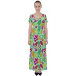 Flower Flora Floral Nature Pattern Seamless High Waist Short Sleeve Maxi Dress