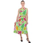 Flower Flora Floral Nature Pattern Seamless Midi Tie-Back Chiffon Dress