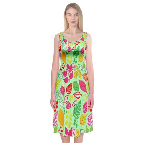 Flower Flora Floral Nature Pattern Seamless Midi Sleeveless Dress from ArtsNow.com