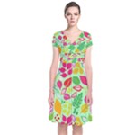 Flower Flora Floral Nature Pattern Seamless Short Sleeve Front Wrap Dress