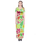 Flower Flora Floral Nature Pattern Seamless Short Sleeve Maxi Dress