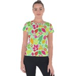 Flower Flora Floral Nature Pattern Seamless Short Sleeve Sports Top 