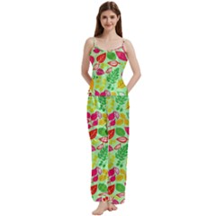 Flower Flora Floral Nature Pattern Seamless Spaghetti Top Long Pants Satin Pajamas Set from ArtsNow.com