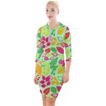 Flower Flora Floral Nature Pattern Seamless Quarter Sleeve Hood Bodycon Dress