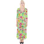 Flower Flora Floral Nature Pattern Seamless Quarter Sleeve Wrap Maxi Dress