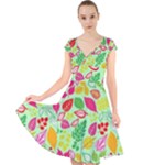 Flower Flora Floral Nature Pattern Seamless Cap Sleeve Front Wrap Midi Dress