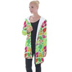 Flower Flora Floral Nature Pattern Seamless Longline Hooded Cardigan