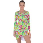 Flower Flora Floral Nature Pattern Seamless Asymmetric Cut-Out Shift Dress