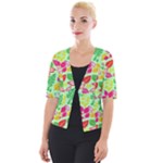 Flower Flora Floral Nature Pattern Seamless Cropped Button Cardigan