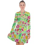 Flower Flora Floral Nature Pattern Seamless Long Sleeve Panel Dress