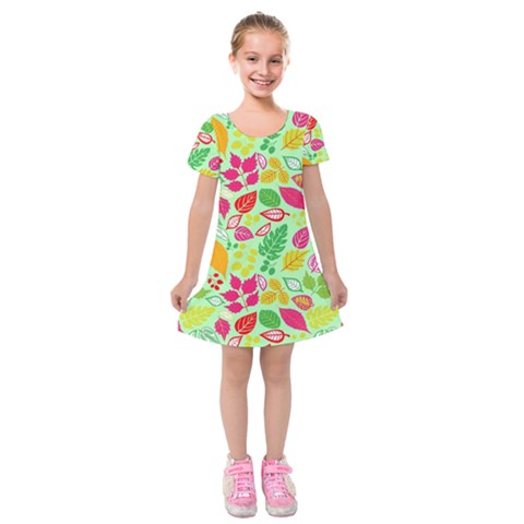 Flower Flora Floral Nature Pattern Seamless Kids  Short Sleeve Velvet Dress from ArtsNow.com