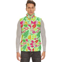 Flower Flora Floral Nature Pattern Seamless Men s High Neck Button Up Puffer Vest from ArtsNow.com