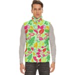 Flower Flora Floral Nature Pattern Seamless Men s High Neck Button Up Puffer Vest