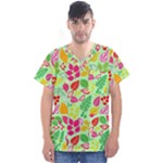 Flower Flora Floral Nature Pattern Seamless Men s V-Neck Scrub Top