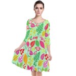 Flower Flora Floral Nature Pattern Seamless Quarter Sleeve Waist Band Dress